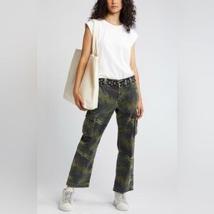 ASKK NY Camo Cargo Pants Size 30 Utility High Rise Green Cotton Relaxed Fit